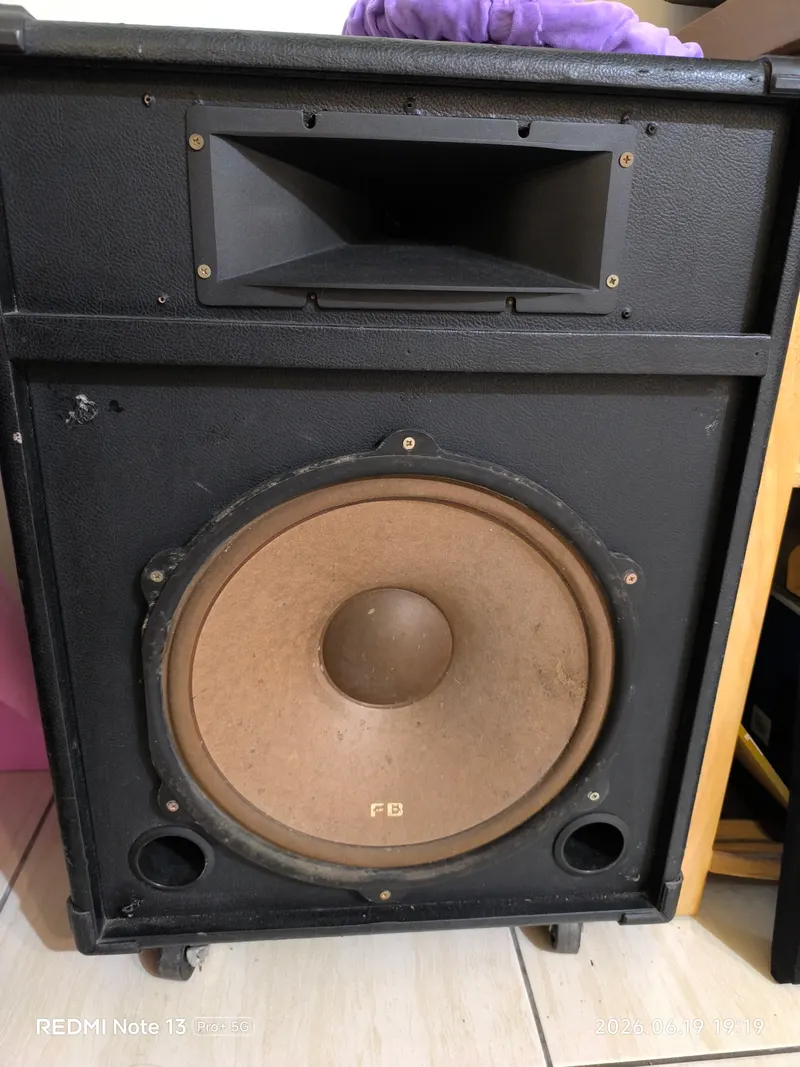 親臨台中鄭先生家中拍攝的 Pioneer PW-385A 15 吋中低音單體搭配高音號角喇叭組合（目前狀態待大整理，讓人無比期待它重現雄風的巨獸實力）。